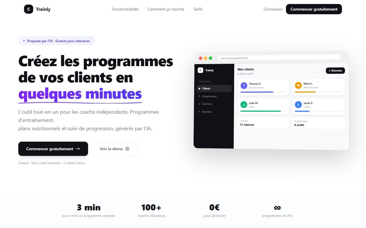 Trainly — Outil de suivi client pour coachs sportifs